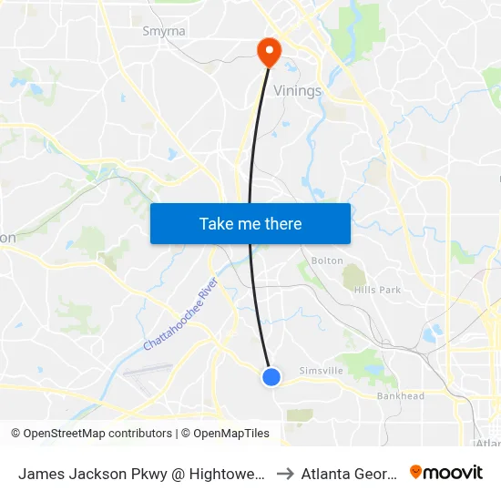 James Jackson Pkwy @ Hightower Rd to Atlanta Georgia map