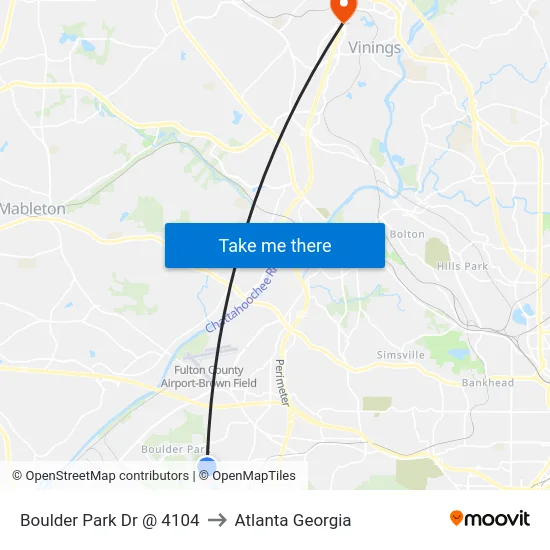 Boulder Park Dr @ 4104 to Atlanta Georgia map