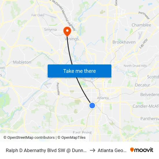 Ralph D Abernathy Blvd SW @ Dunn St SW to Atlanta Georgia map
