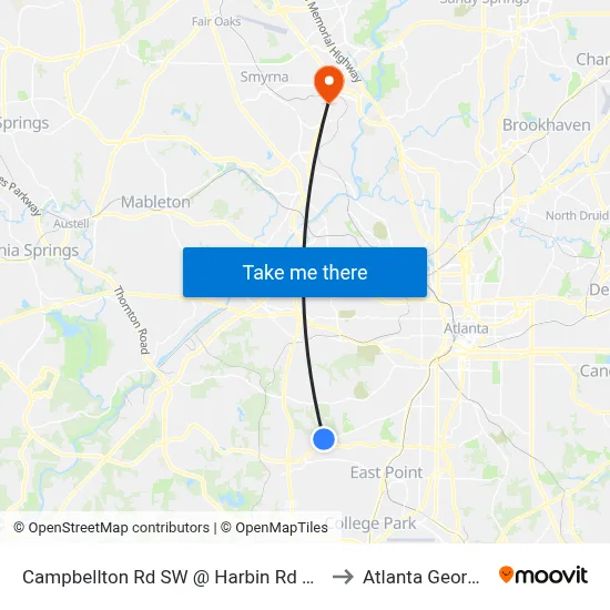 Campbellton Rd SW @ Harbin Rd SW to Atlanta Georgia map