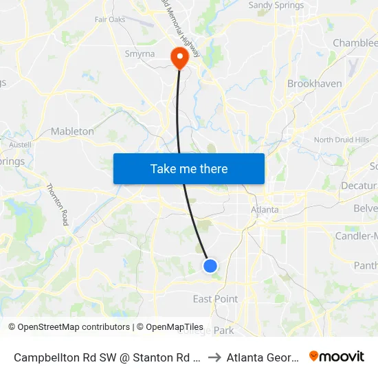 Campbellton Rd SW @ Stanton Rd SW to Atlanta Georgia map