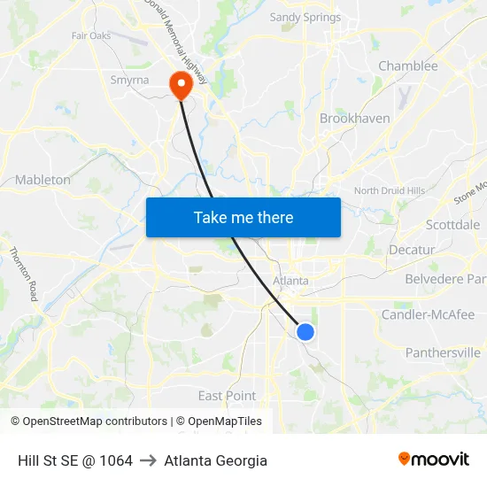 Hill St SE @ 1064 to Atlanta Georgia map
