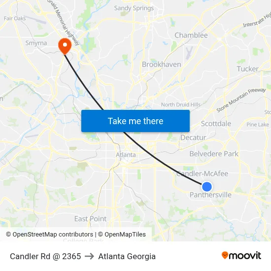 Candler Rd @ 2365 to Atlanta Georgia map