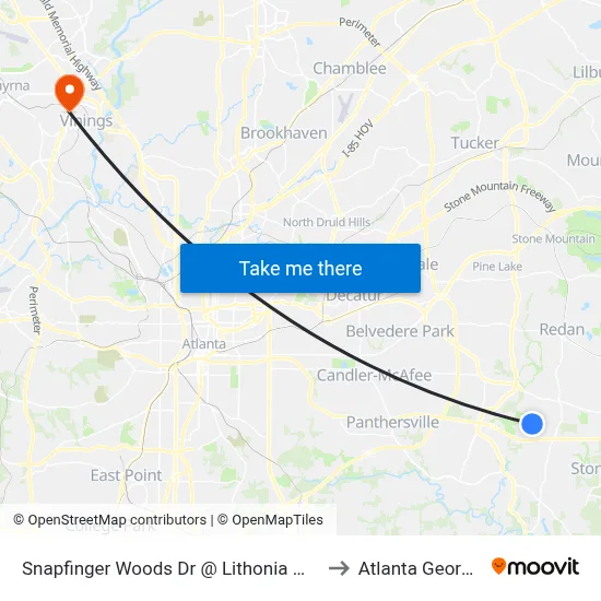 Snapfinger Woods Dr @ Lithonia Way to Atlanta Georgia map