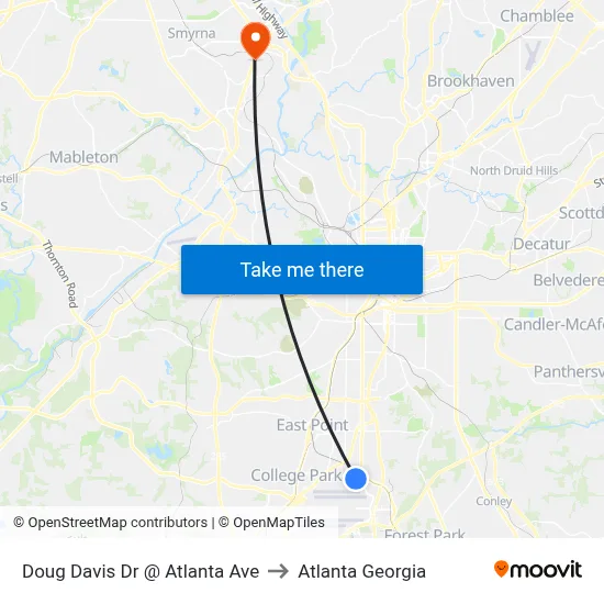 Doug Davis Dr @ Atlanta Ave to Atlanta Georgia map
