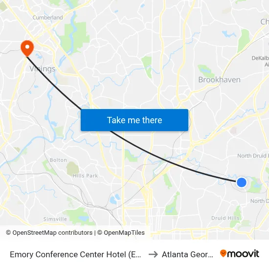 Emory Conference Center Hotel (Ecch) to Atlanta Georgia map