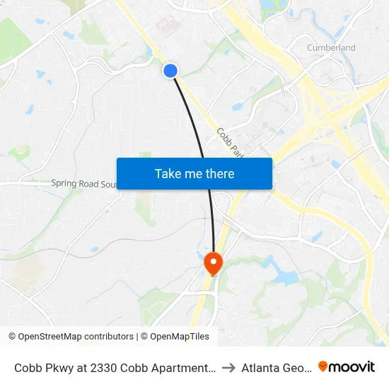 Cobb Pkwy at 2330 Cobb Apartment Homes to Atlanta Georgia map