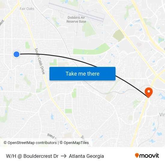 W/H @ Bouldercrest Dr to Atlanta Georgia map