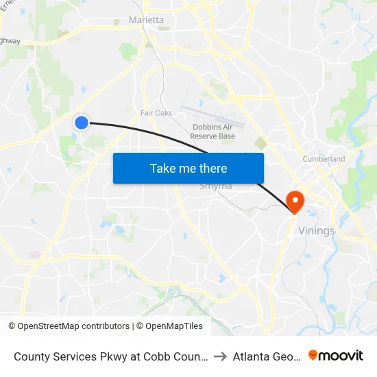 County Services Pkwy at Cobb County Heal to Atlanta Georgia map