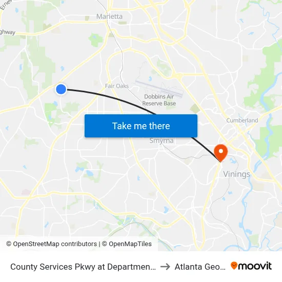 County Services Pkwy at Department Of Mo to Atlanta Georgia map