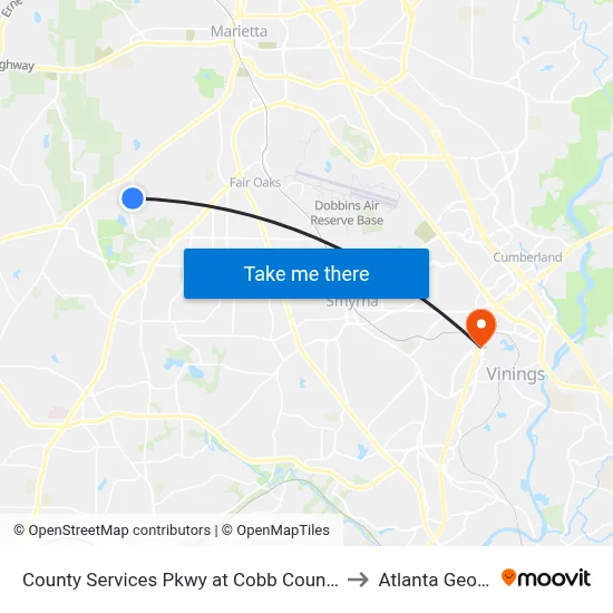 County Services Pkwy at Cobb County Heal to Atlanta Georgia map