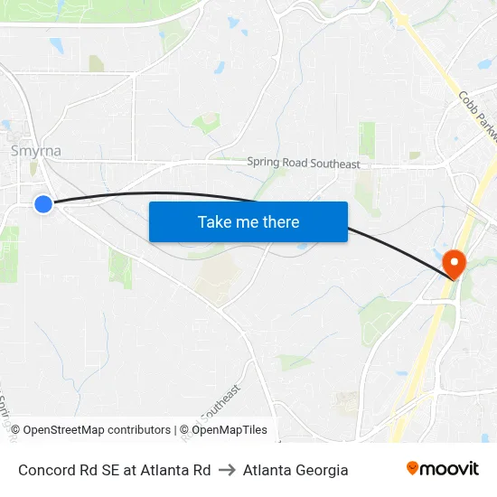 Concord Rd SE at Atlanta Rd to Atlanta Georgia map
