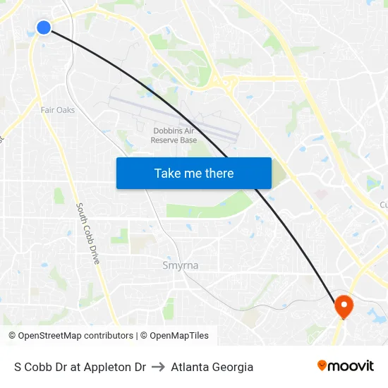 S Cobb Dr at Appleton Dr to Atlanta Georgia map