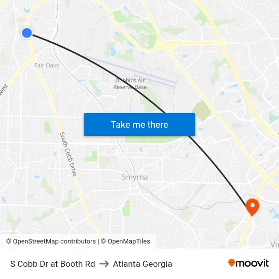 S Cobb Dr at Booth Rd to Atlanta Georgia map