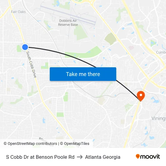 S Cobb Dr at Benson Poole Rd to Atlanta Georgia map