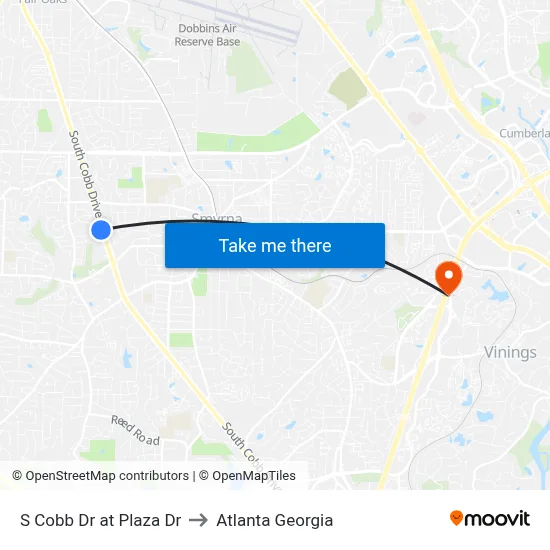 S Cobb Dr at Plaza Dr to Atlanta Georgia map