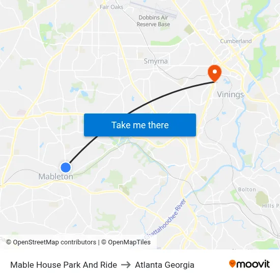 Mable House Park And Ride to Atlanta Georgia map