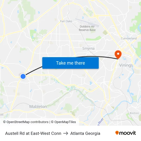 Austell Rd at East-West Conn to Atlanta Georgia map