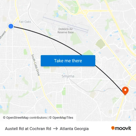 Austell Rd at Cochran Rd to Atlanta Georgia map