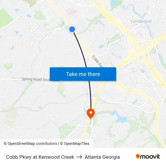 Cobb Pkwy at Kenwood Creek to Atlanta Georgia map