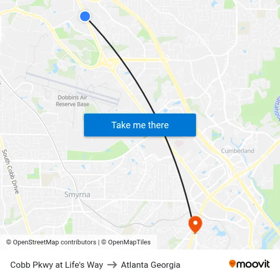 Cobb Pkwy at Life's Way to Atlanta Georgia map