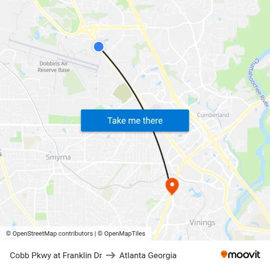 Cobb Pkwy at Franklin Dr to Atlanta Georgia map