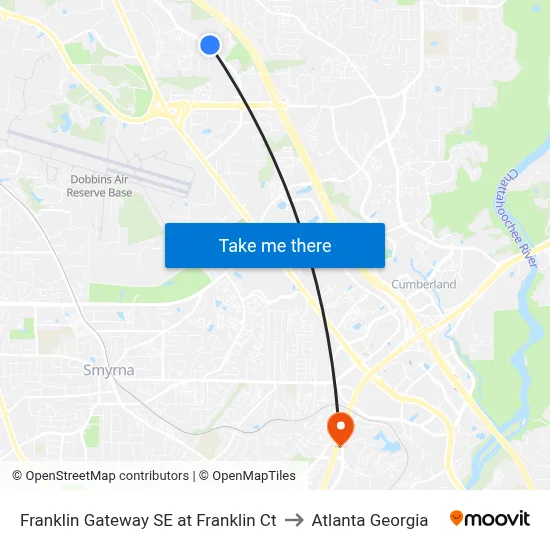 Franklin Gateway SE at Franklin Ct to Atlanta Georgia map