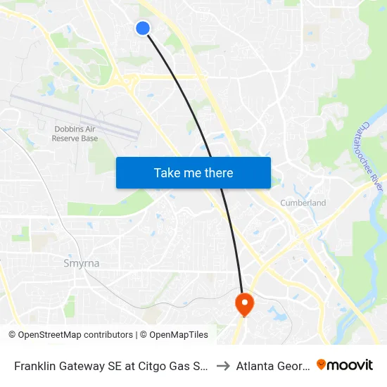 Franklin Gateway SE at Citgo Gas Station to Atlanta Georgia map