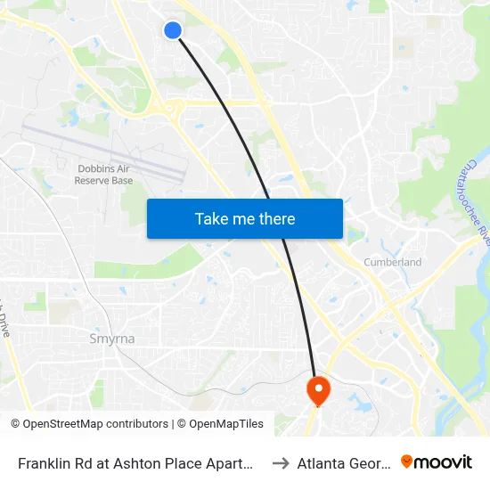 Franklin Rd at Ashton Place Apartments to Atlanta Georgia map