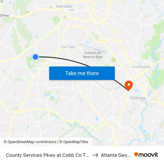County Services Pkwy at Cobb Co Trash Tr to Atlanta Georgia map