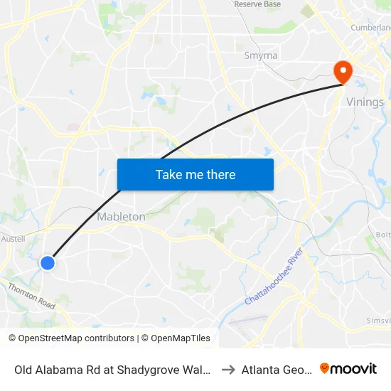 Old Alabama Rd at Shadygrove Walk (Not 2 to Atlanta Georgia map