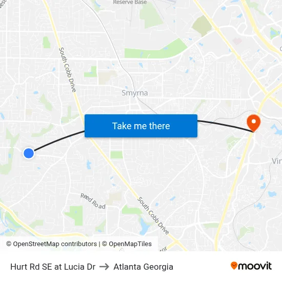 Hurt Rd SE at Lucia Dr to Atlanta Georgia map