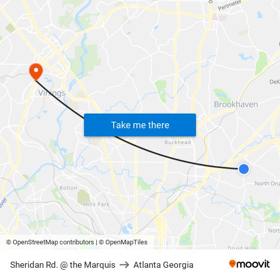 Sheridan Rd. @ the Marquis to Atlanta Georgia map