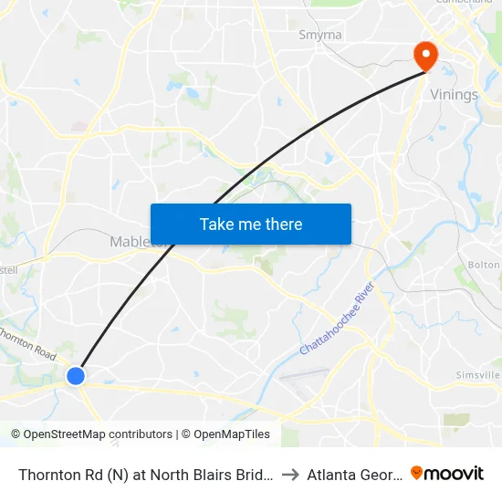 Thornton Rd (N) at North Blairs Bridge Rd to Atlanta Georgia map