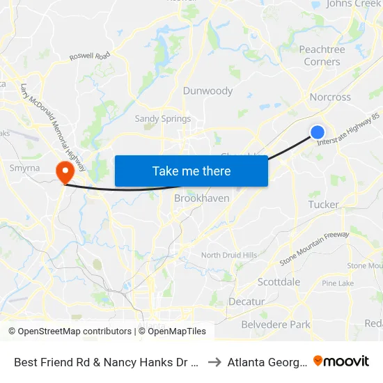 Best Friend Rd & Nancy Hanks Dr Ob to Atlanta Georgia map