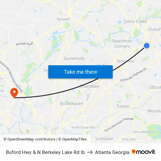 Buford Hwy & N Berkeley Lake Rd Ib to Atlanta Georgia map