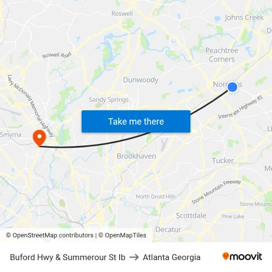 Buford Hwy & Summerour St Ib to Atlanta Georgia map