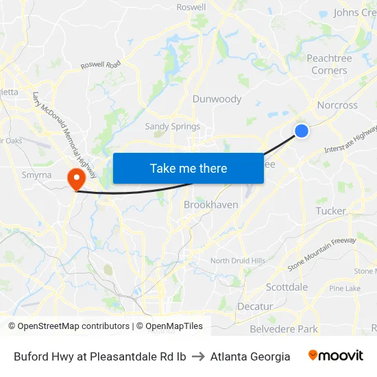 Buford Hwy at Pleasantdale Rd Ib to Atlanta Georgia map