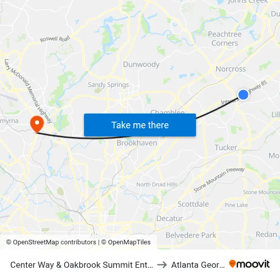 Center Way & Oakbrook Summit Entrance to Atlanta Georgia map