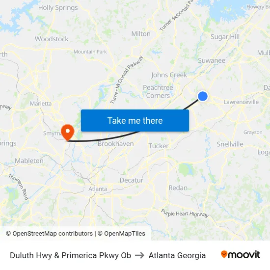 Duluth Hwy  & Primerica Pkwy Ob to Atlanta Georgia map