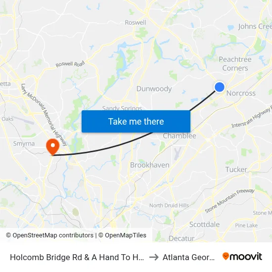 Holcomb Bridge Rd & A Hand To Hold to Atlanta Georgia map