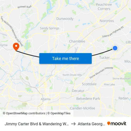 Jimmy Carter Blvd & Wandering Way to Atlanta Georgia map