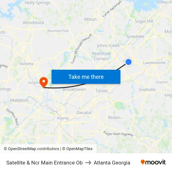 Satellite & Ncr Main Entrance Ob to Atlanta Georgia map