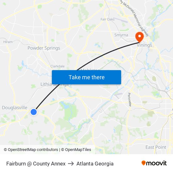 Fairburn @ County Annex to Atlanta Georgia map