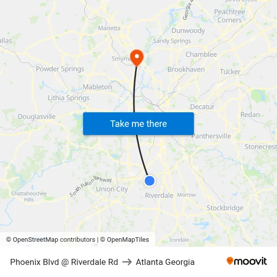 Phoenix Blvd @ Riverdale Rd to Atlanta Georgia map