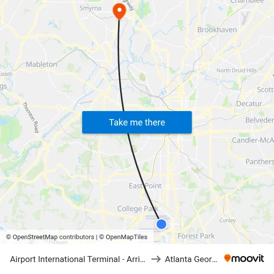 Airport International Terminal - Arrivals to Atlanta Georgia map