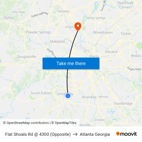 Flat Shoals Rd @ 4300 (Opposite) to Atlanta Georgia map