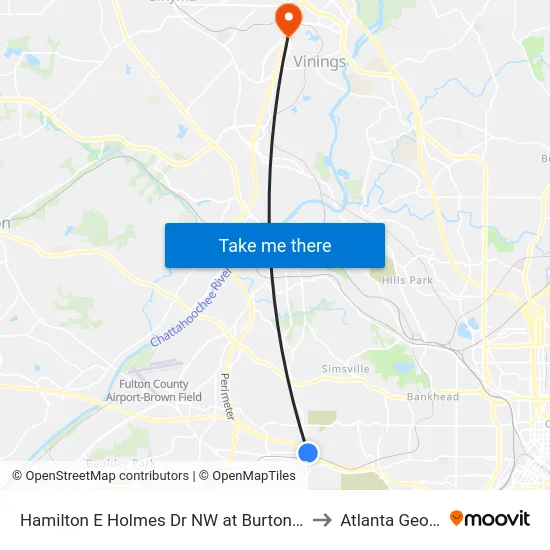 Hamilton E Holmes Dr at Burton Rd NW to Atlanta Georgia map