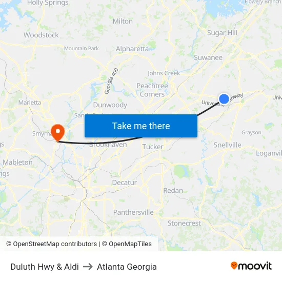 Duluth Hwy & Aldi to Atlanta Georgia map