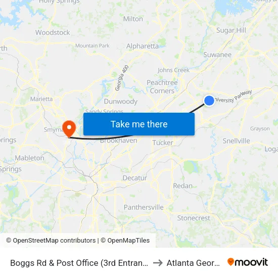 Boggs Rd & Post Office (3rd Entrance) to Atlanta Georgia map